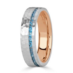 Men's 1.43ct Blue Topaz Wedding Band in Platinum and 18k Rose Gold 6mm