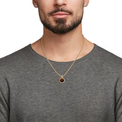 Men's 14K Gold Bezel-Set Round Tiger Eye Medallion Pendant, 6.26 CTW