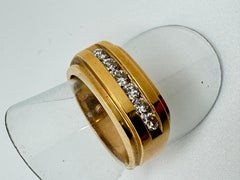 Men's 14K Yellow Gold Art Deco Channel-Set Diamond Ring, 0.52ct