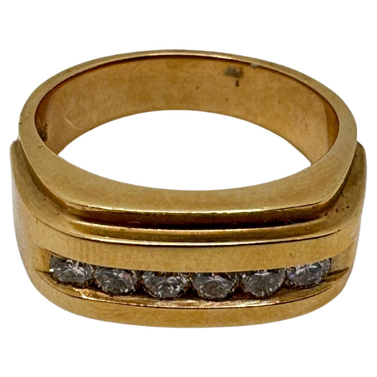 Fascia da uomo con diamante incastonato a canale in oro 14K in vendita
