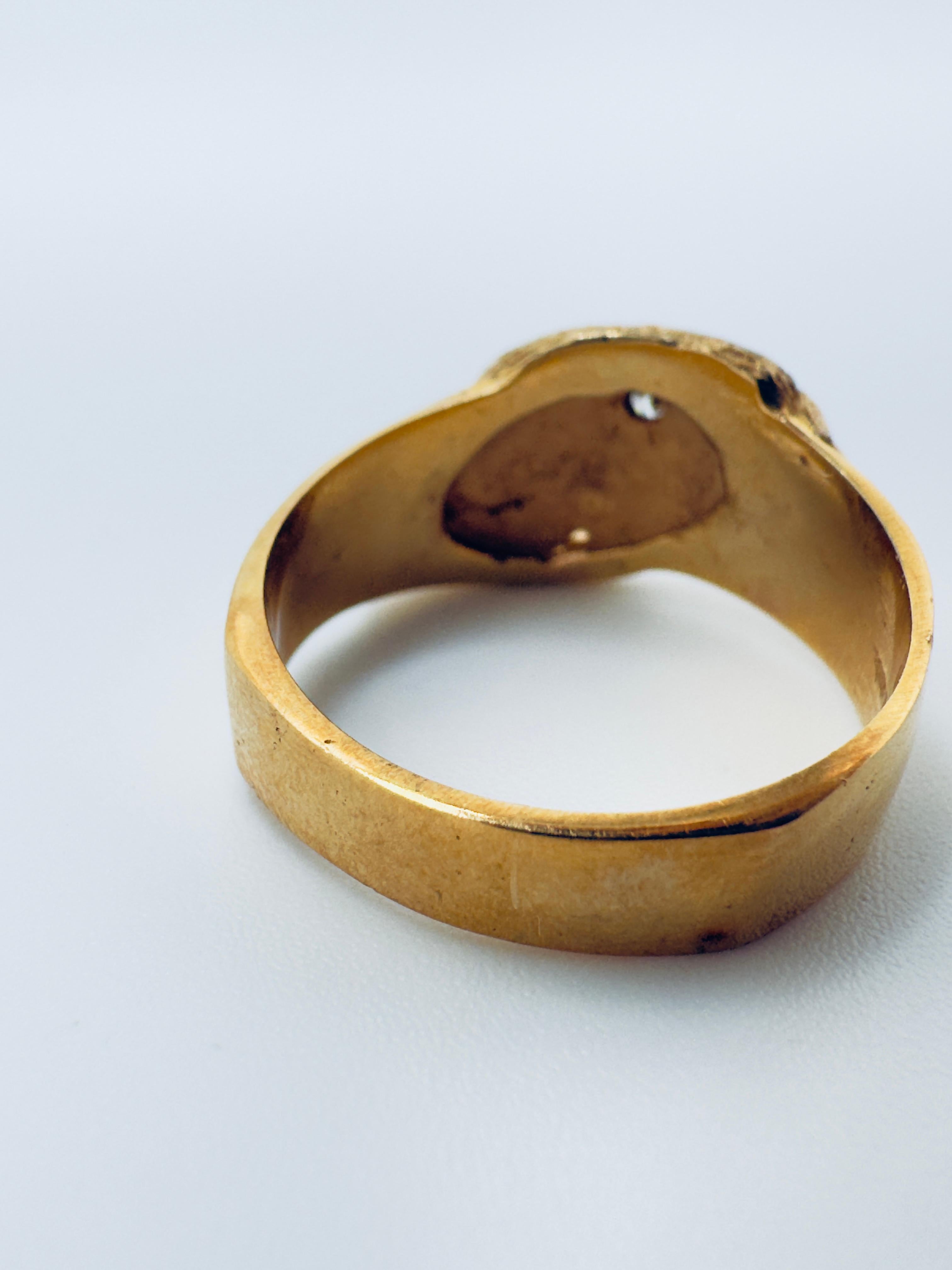 Men's 14K Gold Eagle Head Ring For Sale 2