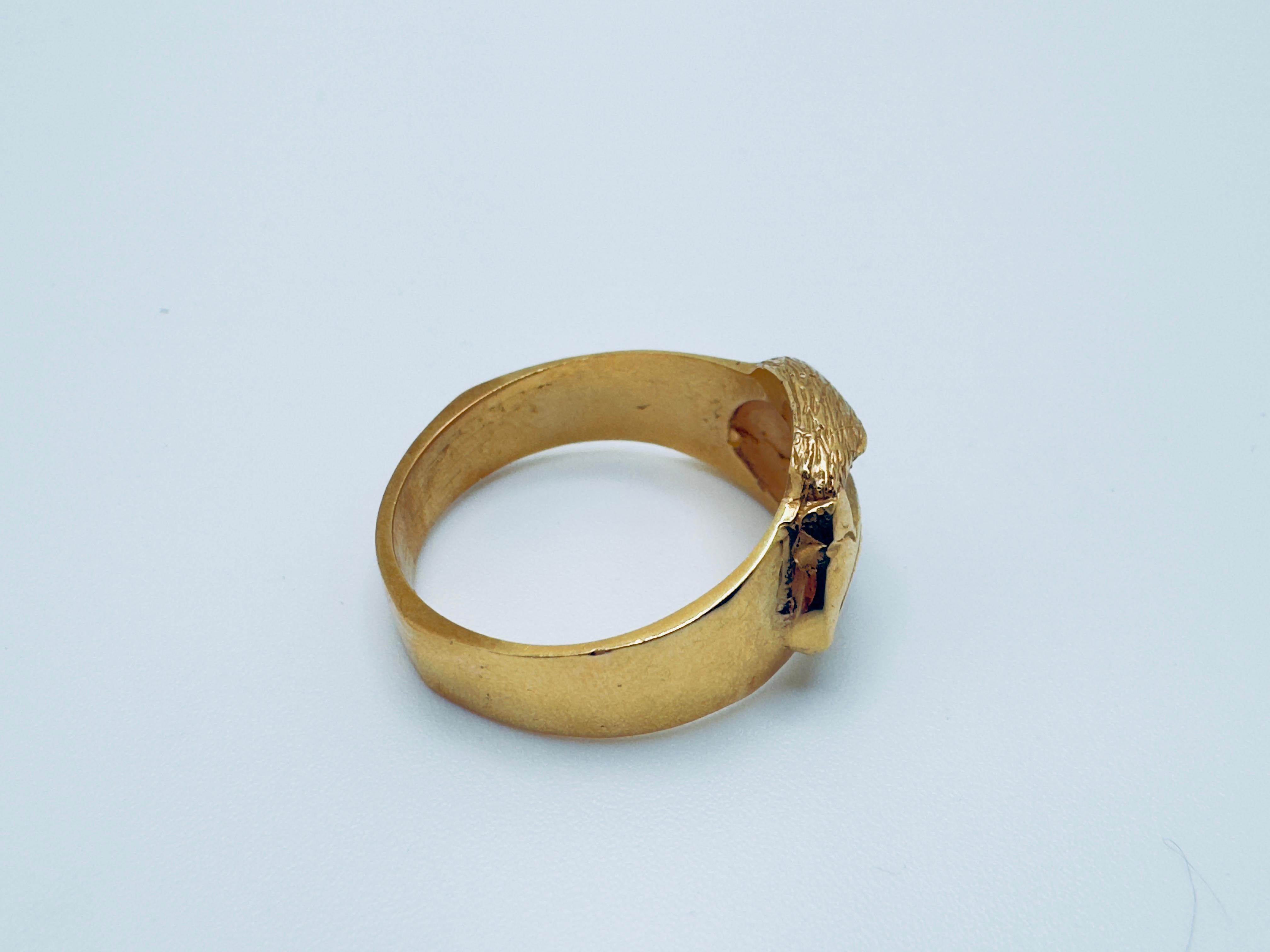 Men's 14K Gold Eagle Head Ring For Sale 3