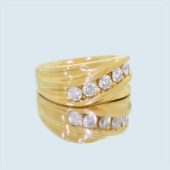 Men's 14 Karat Gold Ring Classic High Quality Multi Diamond Wide Band Size 10.25