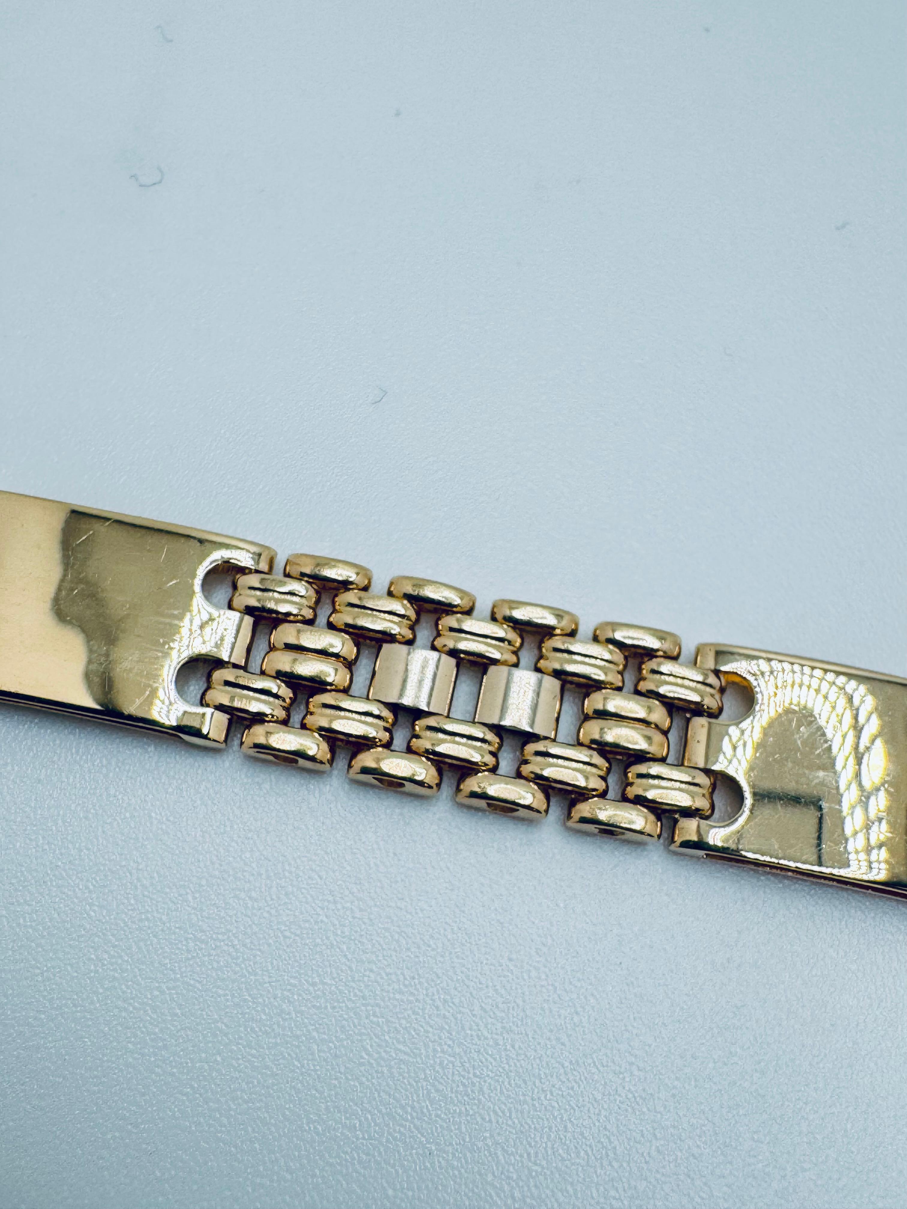 Pulsera de eslabones anchos de oro de 14 quilates para hombre - 9,5 mm, 8 pulgadas Moderno en venta