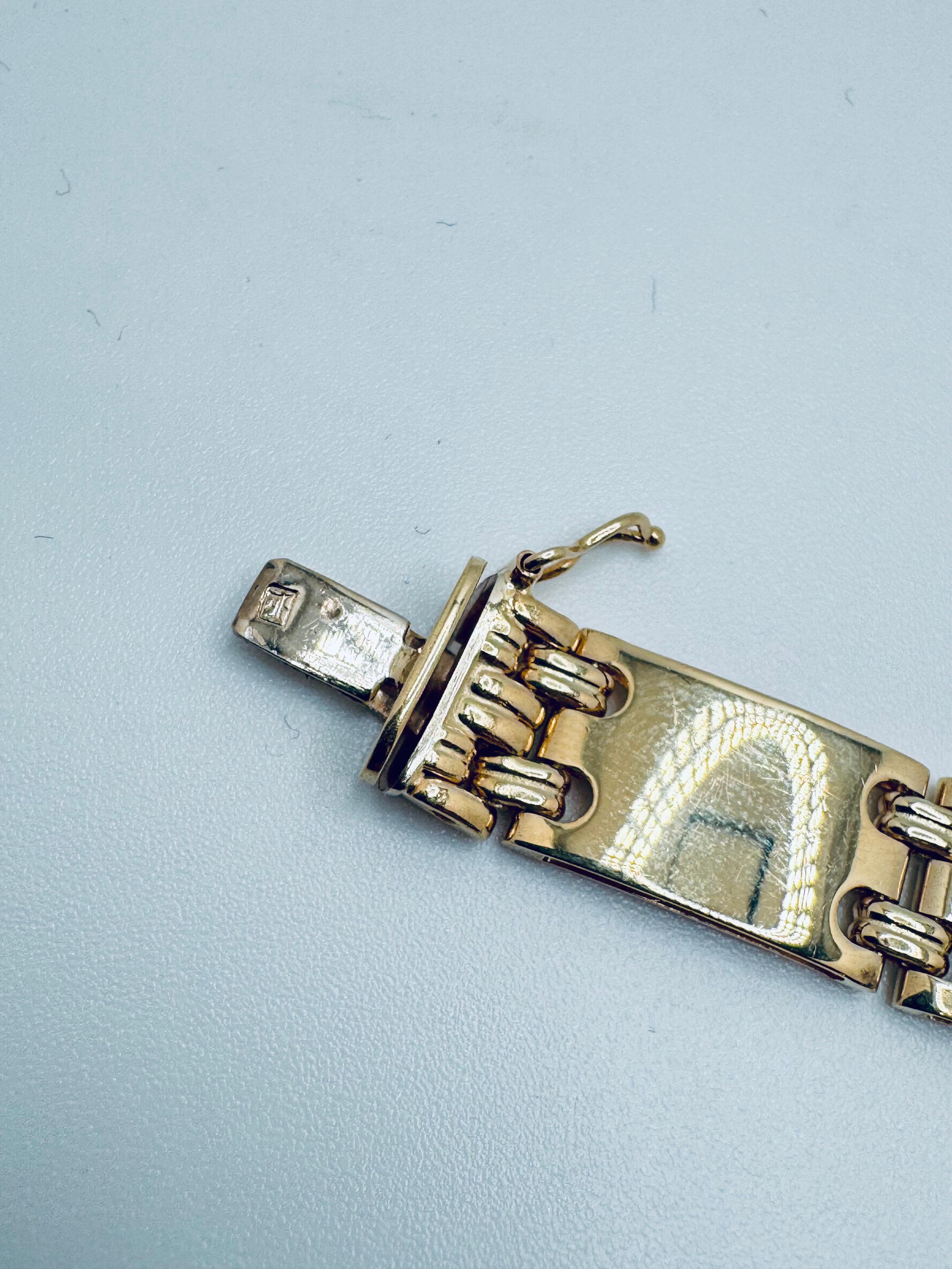 Pulsera de eslabones anchos de oro de 14 quilates para hombre - 9,5 mm, 8 pulgadas en Bueno estado para la venta en Palm Desert, CA