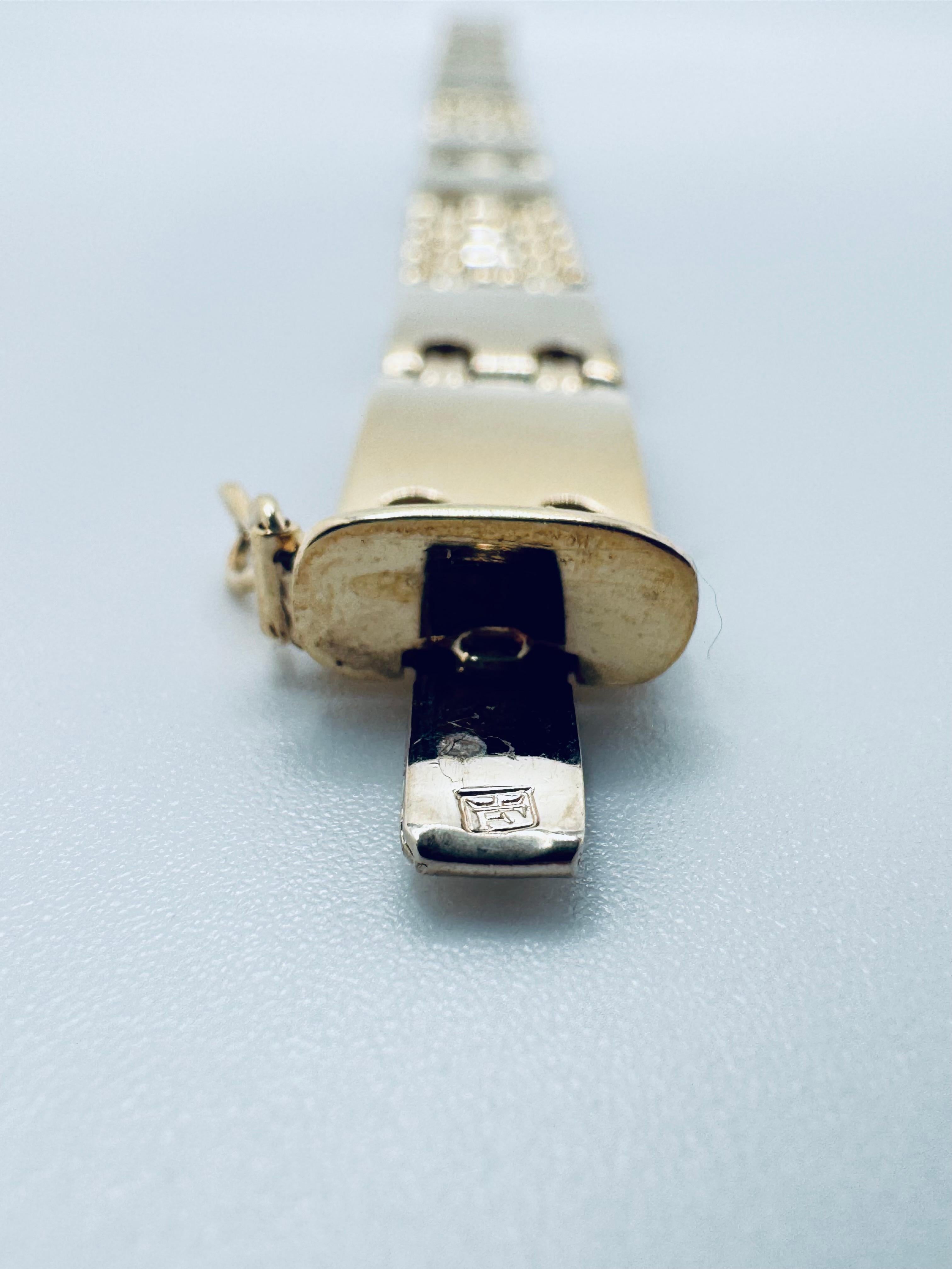 Pulsera de eslabones anchos de oro de 14 quilates para hombre - 9,5 mm, 8 pulgadas en venta 1