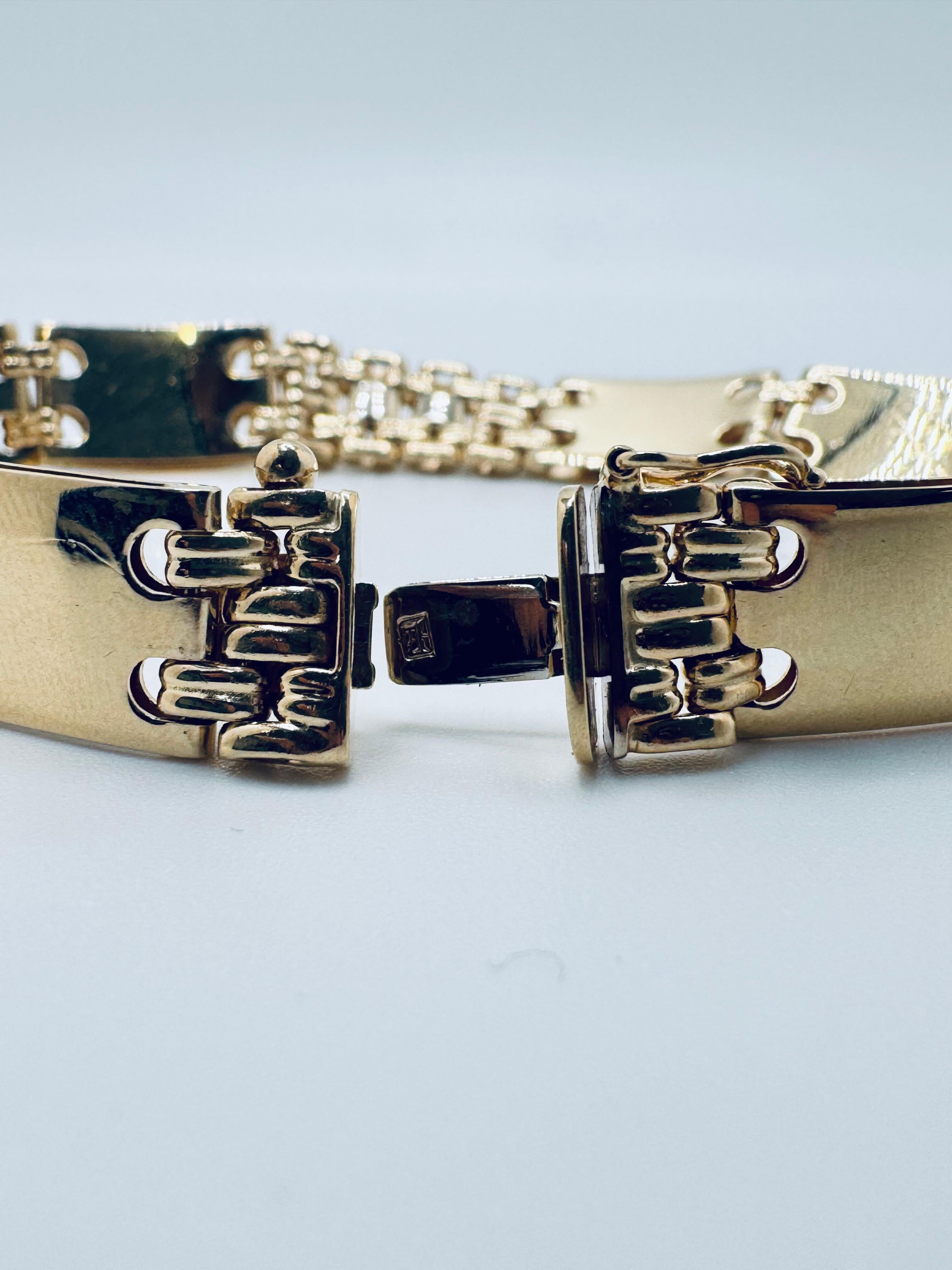 Pulsera de eslabones anchos de oro de 14 quilates para hombre - 9,5 mm, 8 pulgadas en venta 2