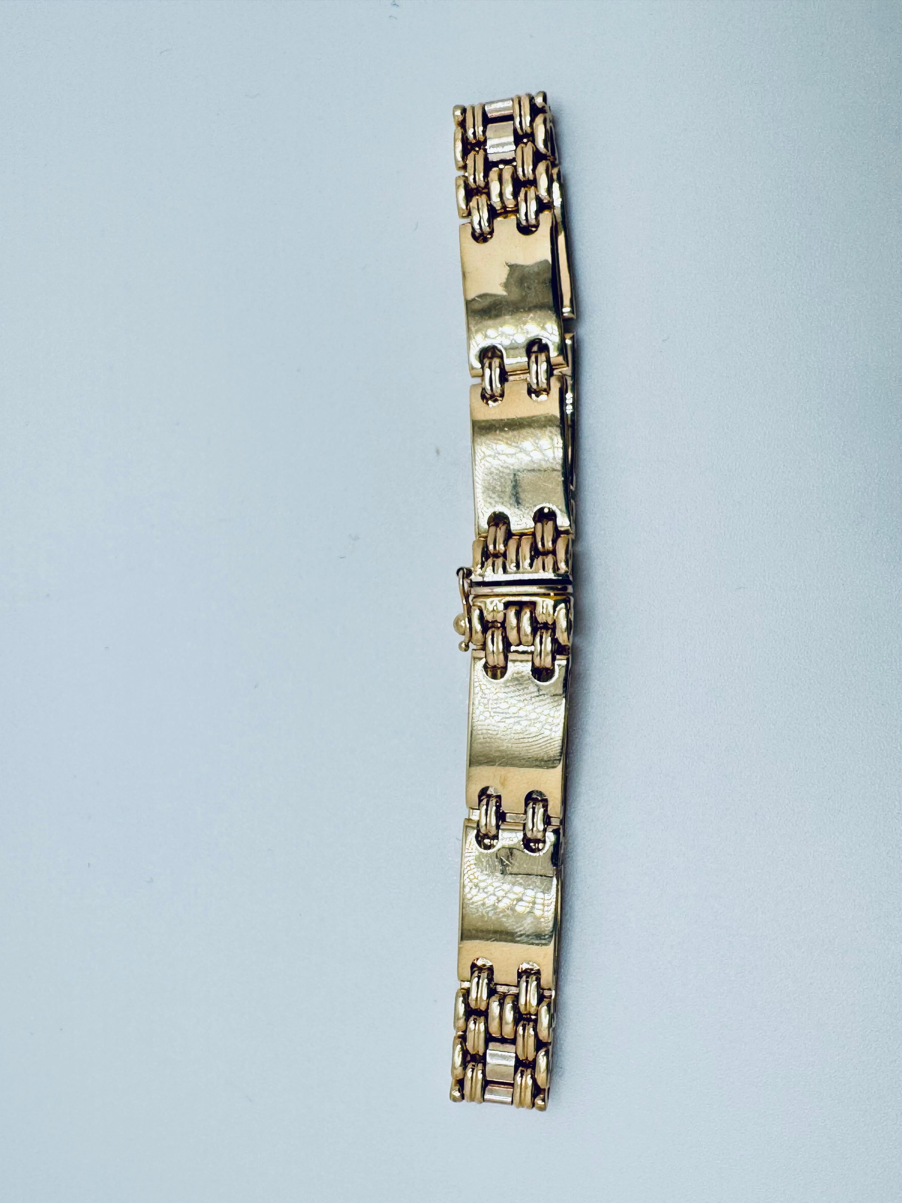 Pulsera de eslabones anchos de oro de 14 quilates para hombre - 9,5 mm, 8 pulgadas en venta 3