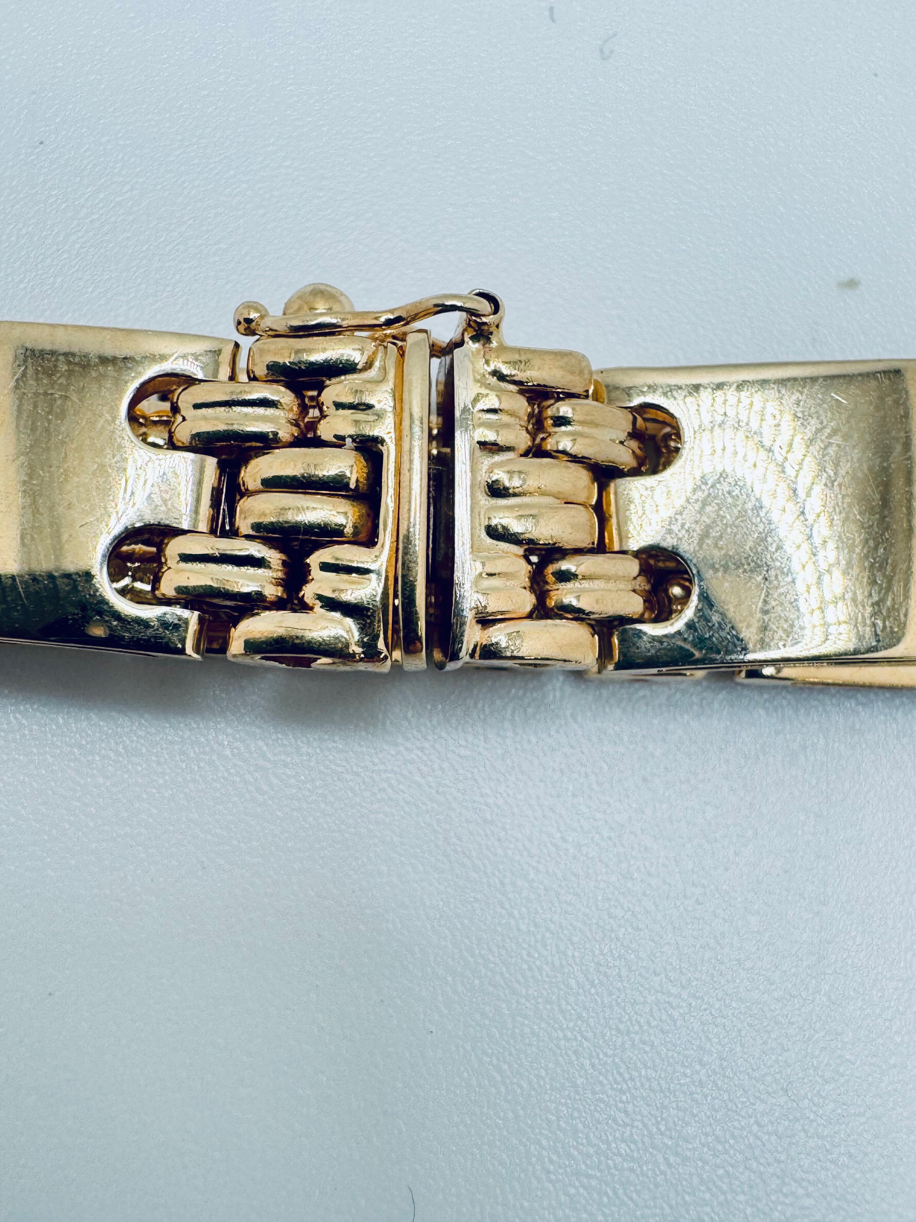 Pulsera de eslabones anchos de oro de 14 quilates para hombre - 9,5 mm, 8 pulgadas en venta 4