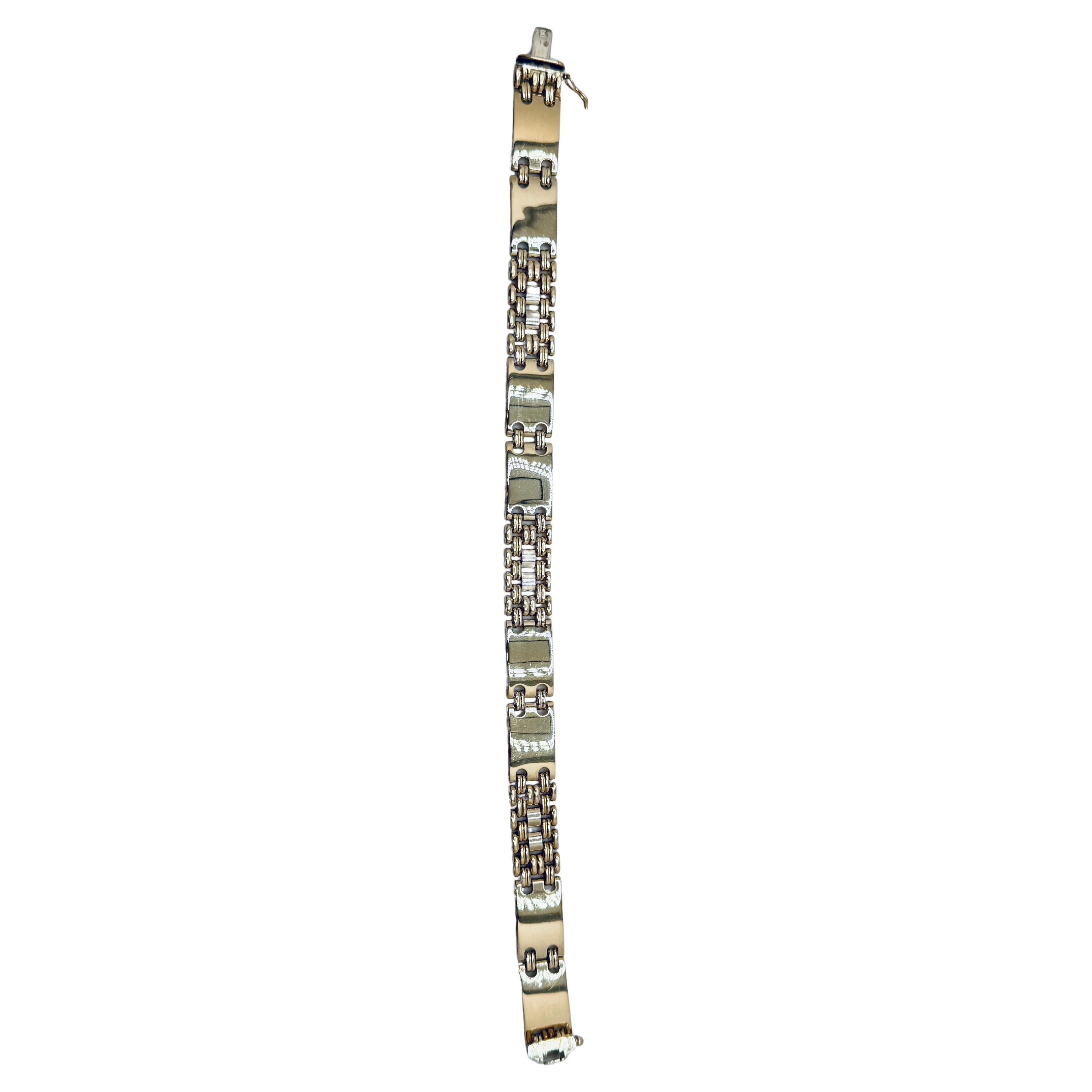 Men’s 14K Gold Wide Link Bracelet – 9.5mm, 8 Inches