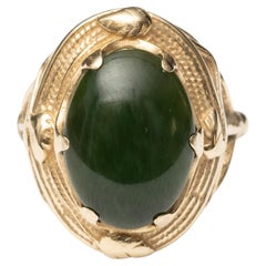 Vintage Men's 14K Nephrite Jade Ring