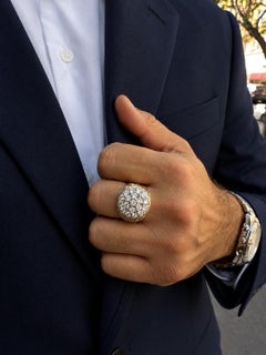 Men's 14k Solid Gold 3ctw Diamond Cluster Open Work Sides Ring