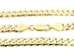 Men's 14k Solid Yellow Gold 5.24mm 20" Flat Curb Cuban Link Chain Necklace