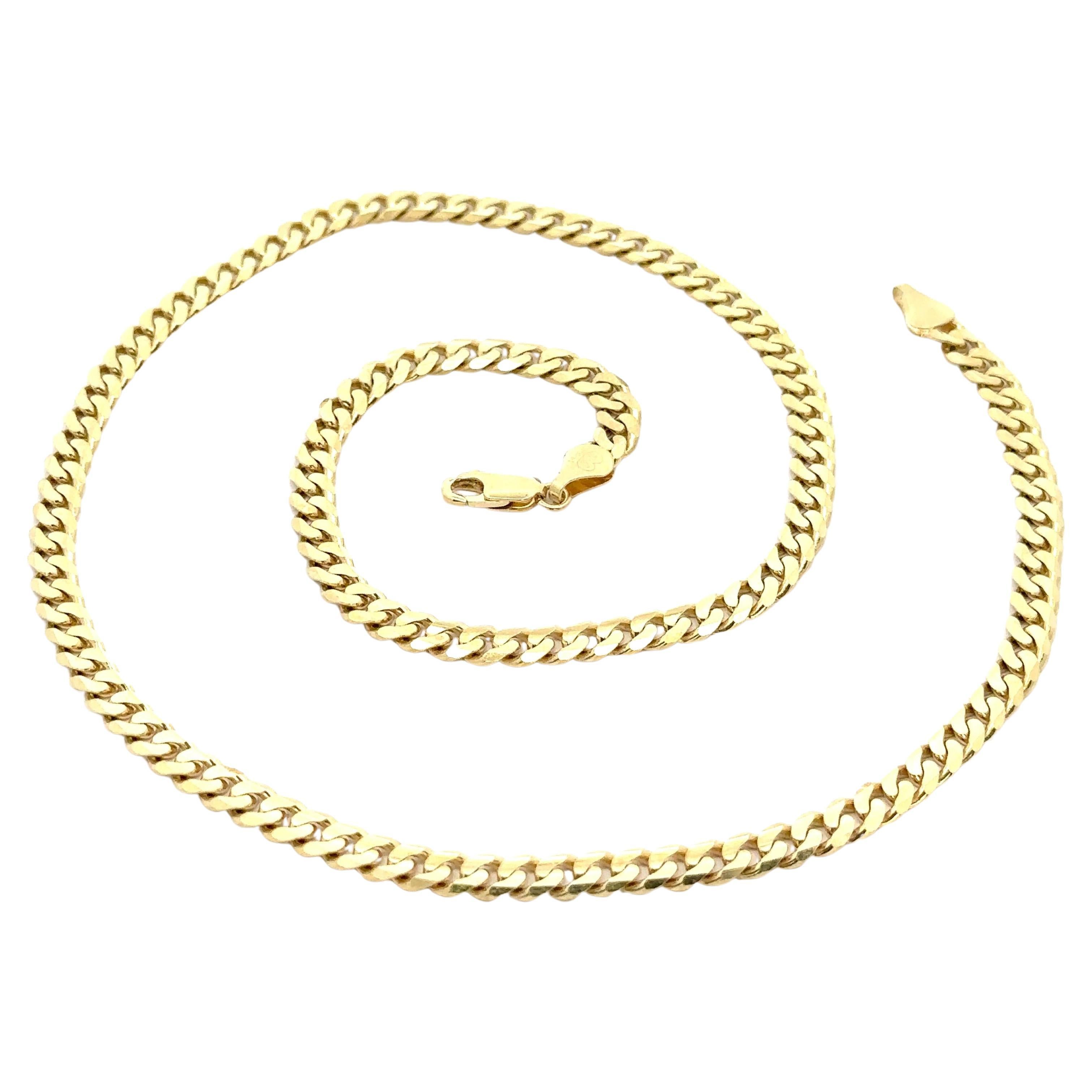 Collar de cadena de eslabones cubanos de 14 quilates en oro amarillo macizo de 5,24 mm y 20 pulgadas