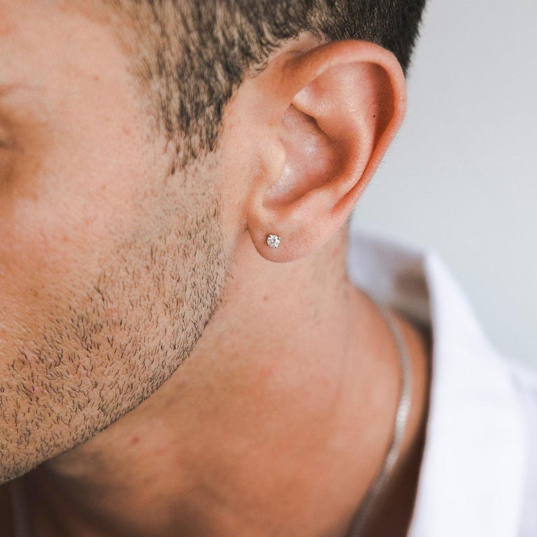 Men's 14K White Gold 0.1 Carat Diamond Stud Earring for Him by Shlomit  Rogel For Sale at 1stDibs | diamond stud earrings for men, mens diamond  stud earrings, men stud earrings