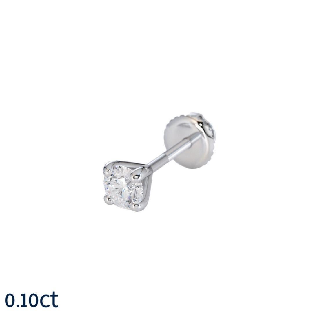 Art déco Boucles d'oreilles pour homme en or blanc 14 carats avec diamants 0,1 carat de Shlomit Rogel en vente