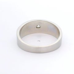 Men's 14k White Gold 0.16ctw Diamond Solitaire Brushed Finish Wedding Band Ring