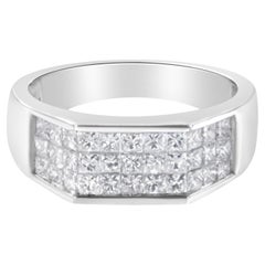 Men's 14K White Gold 1 3/4 Carat Diamond Cluster Ring