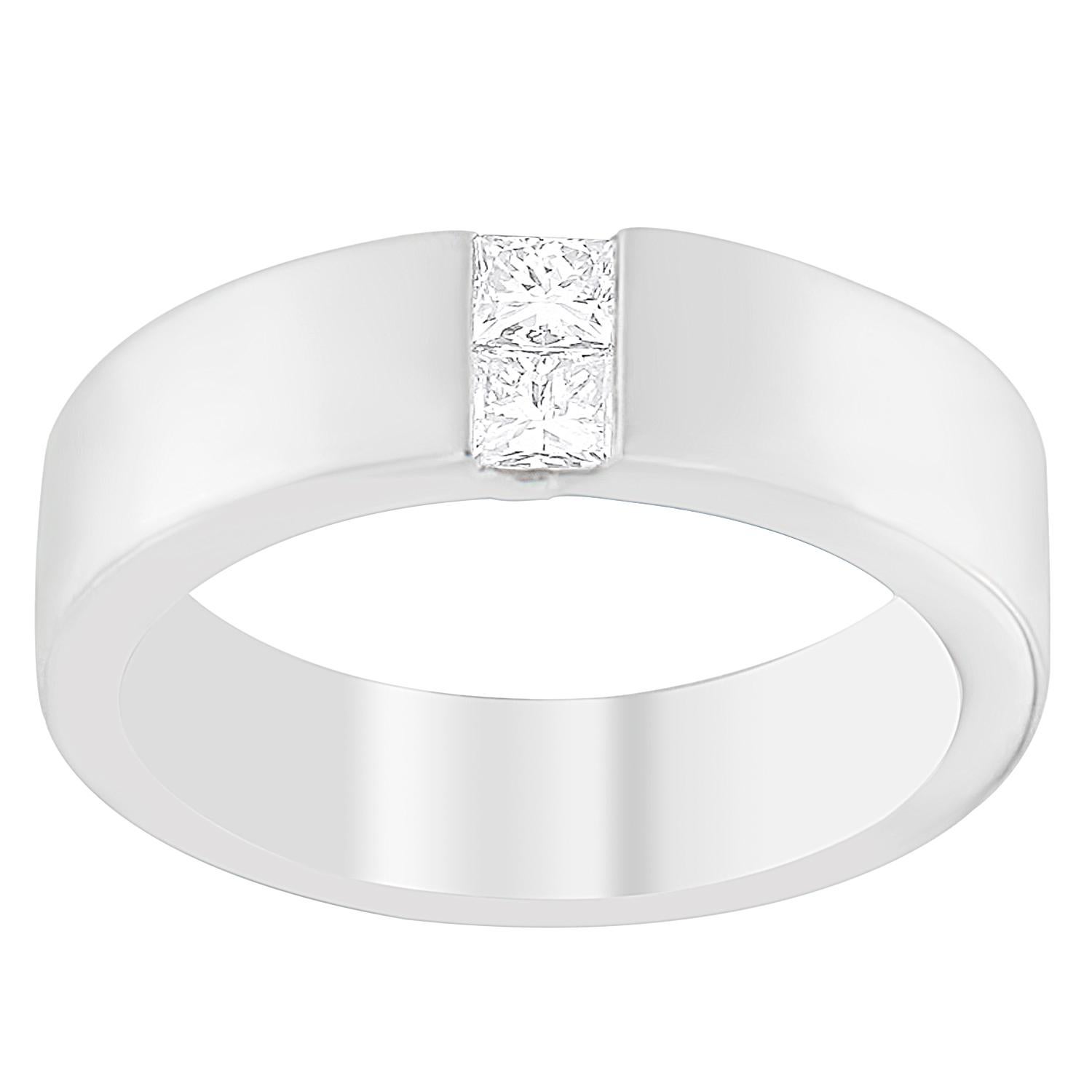 This stunning 14 karat white gold Ring has massive princess cut diamonds embedded right at its center. This will definitely make a statement next time you wear it out.

Product Features: 

Diamond Type: Natural White Diamonds
Diamond Count: 2