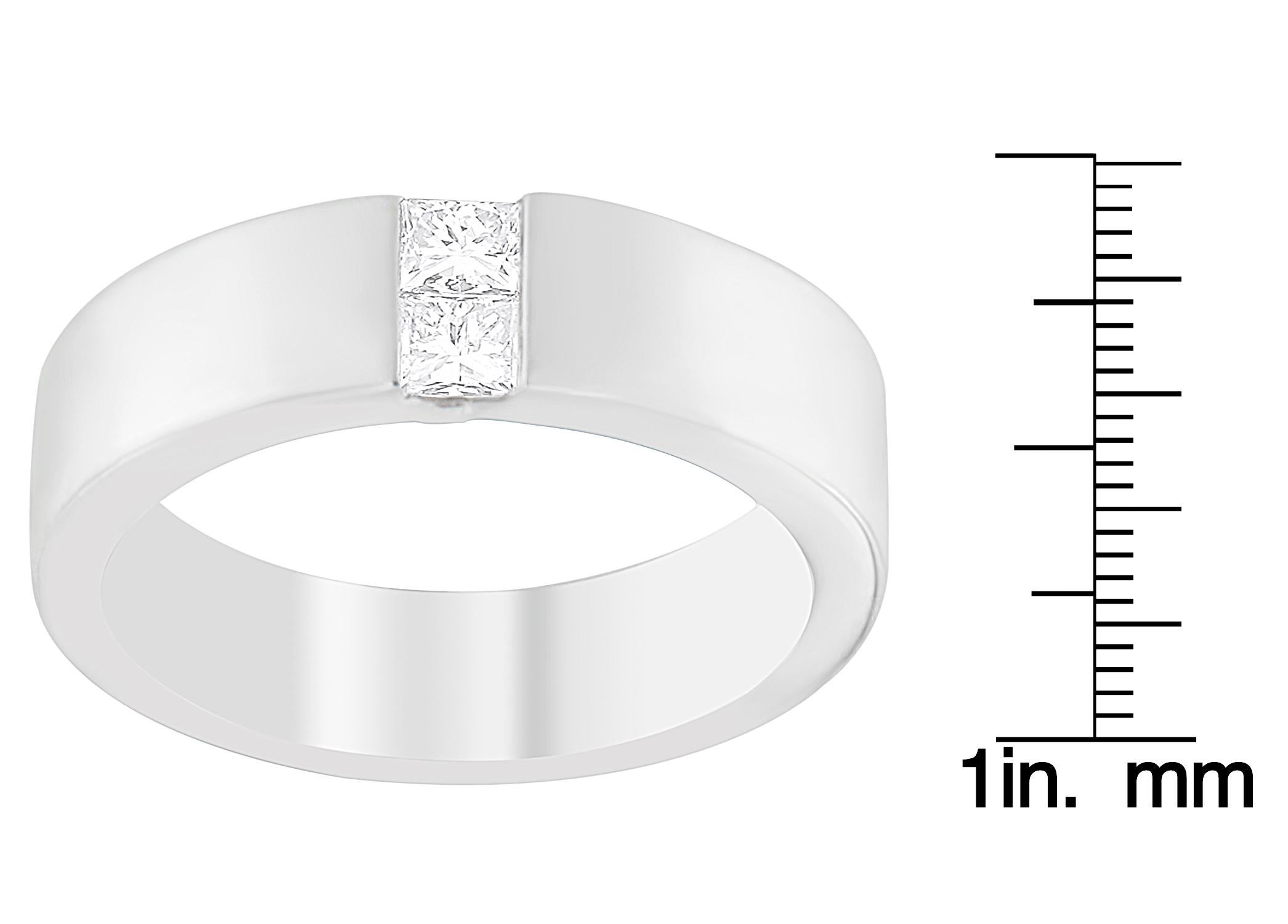 Princess Cut Men's 14K White Gold 1/4 ct.TDW Diamond Channel Band Ring (G-H, VS1-VS2) For Sale