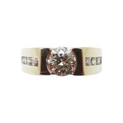 Men's 14k White Gold 1.5 Carat Genuine Diamond Ring with 1.08ct Center '#J3166'