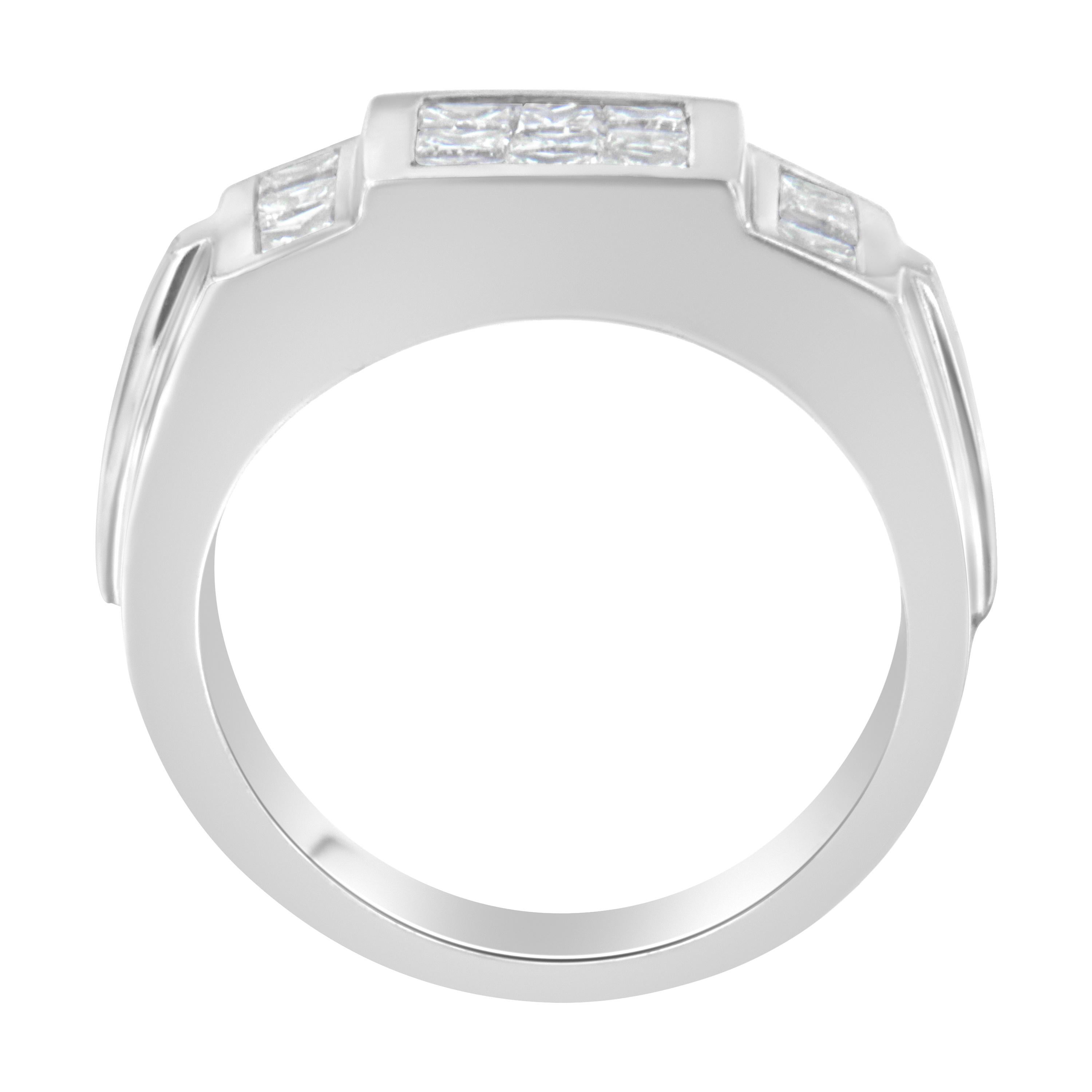 Princess Cut Men's 14K White Gold 2.0 Carat Diamond Cluster Ring For Sale