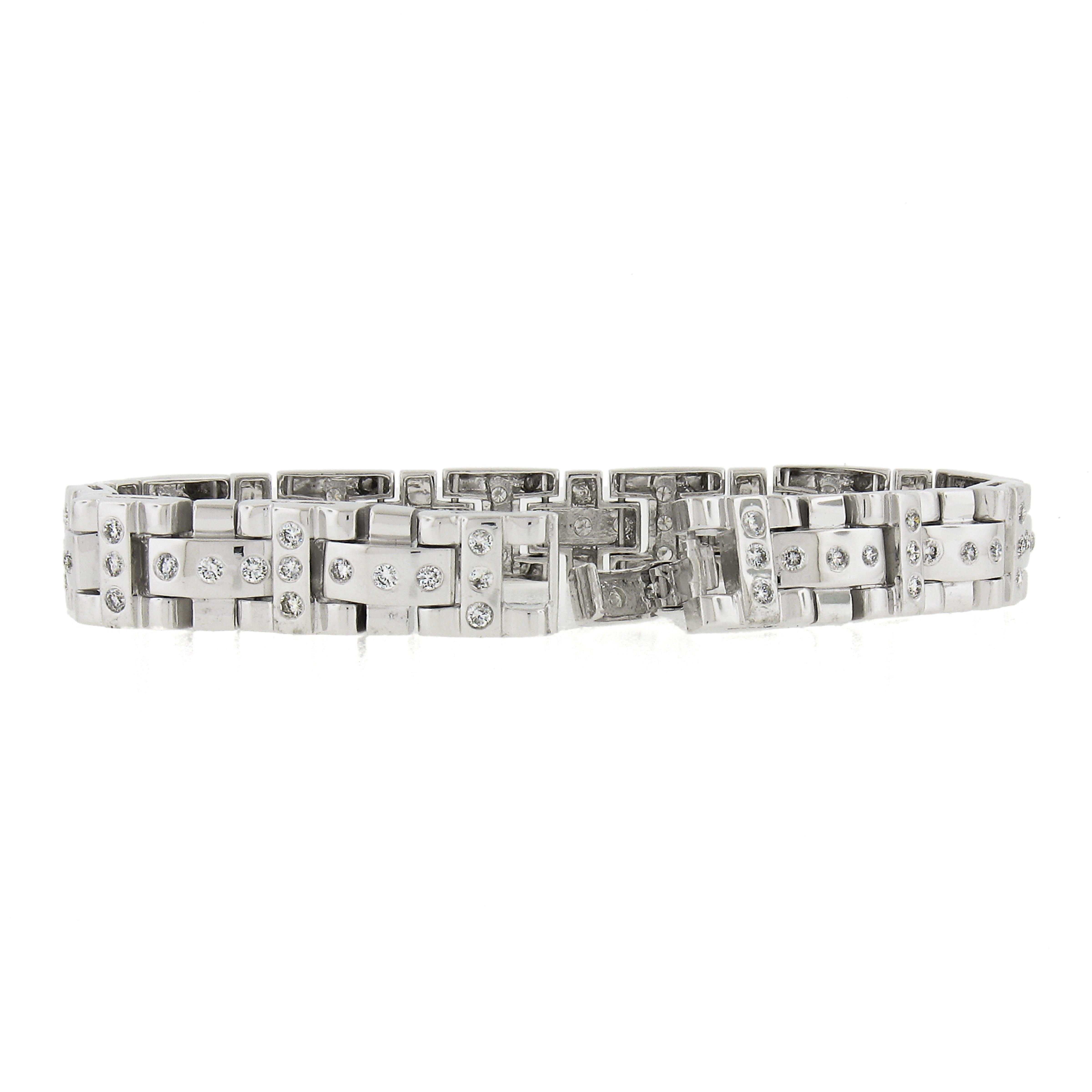 Bracelet homme en or blanc 14k, diamant rond brillant de 2,40ctw, large de 11,1mm A Link Excellent état - En vente à Montclair, NJ