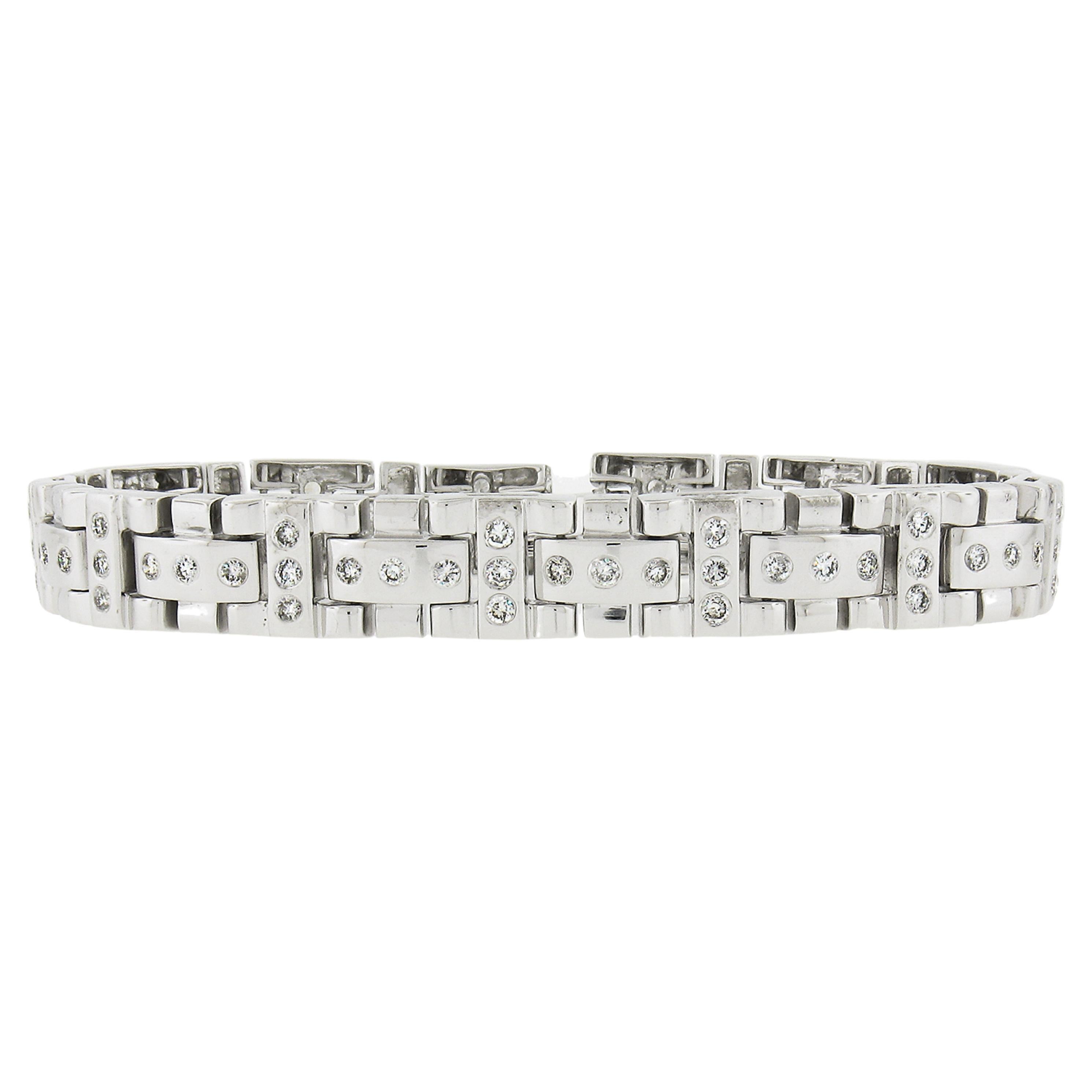 Bracelet homme en or blanc 14k, diamant rond brillant de 2,40ctw, large de 11,1mm A Link en vente