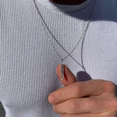 Men’s 14K White Gold Black Diamond Pendant Necklace for Him by Shlomit Rogel