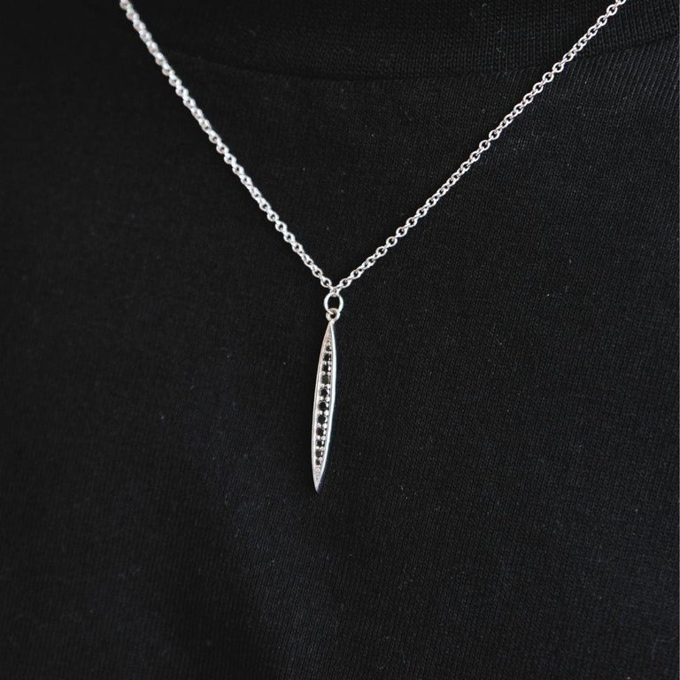 Men’s 14K White Gold, Black Diamond Pendant Necklace for Him by Shlomit