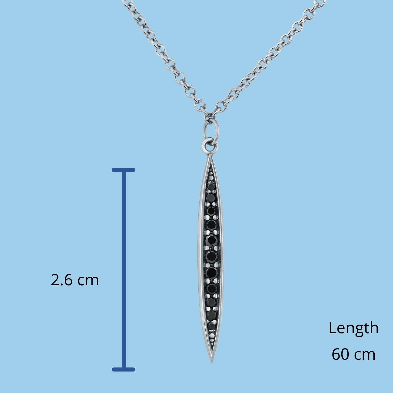 Herren 14K Weißgold Schwarzer Diamant Anhänger Halskette für Ihn von Shlomit Rogel (Rundschliff) im Angebot