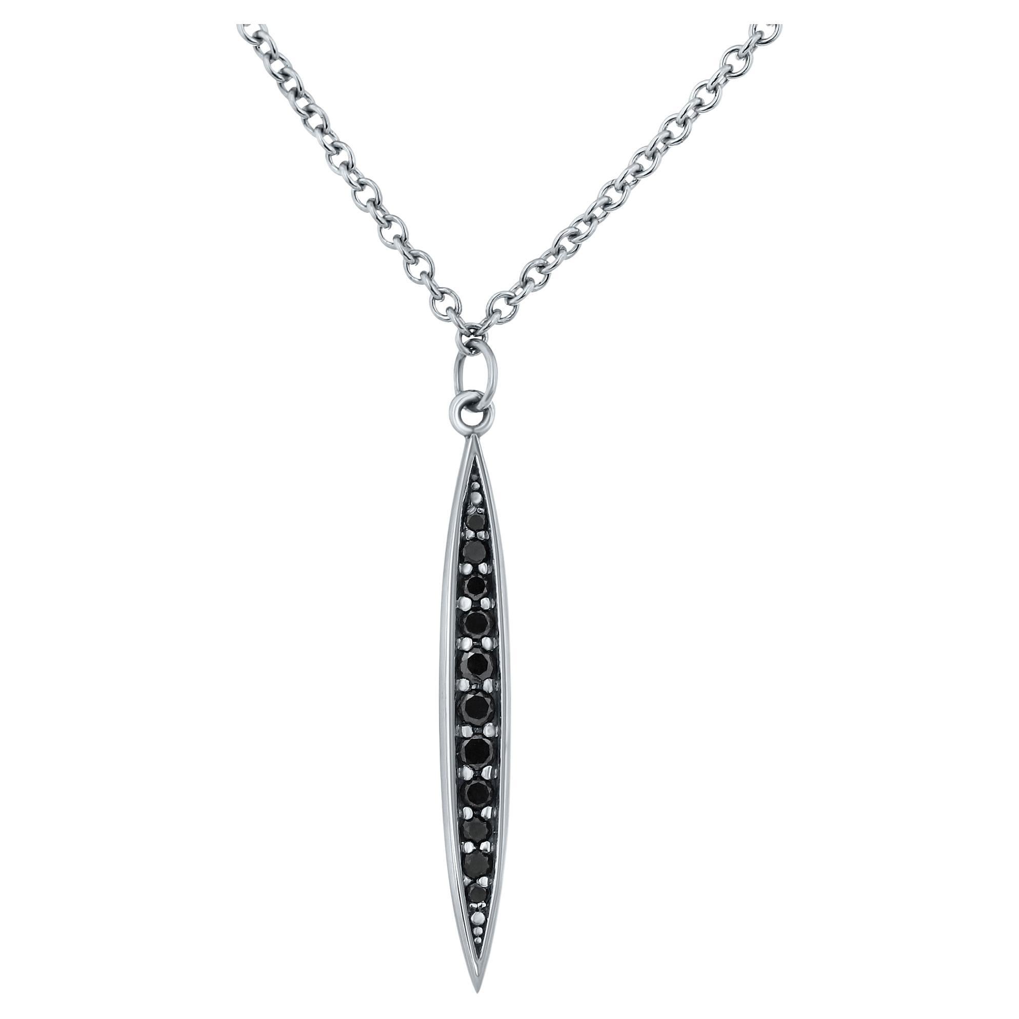 Men’s 14K White Gold Black Diamond Pendant Necklace for Him by Shlomit Rogel For Sale