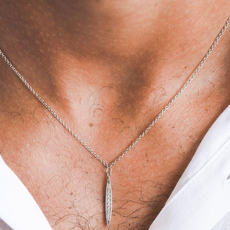 Men’s 14K White Gold Diamond Pendant Diamond Necklace for Him by