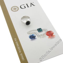 Men's 14k White Gold GIA Graded Bezel Black Star Diopside & Diamond Ring