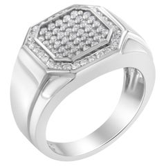 Men's 14K White Gold Pentagon Shaped 1.00 Carat Diamond Band Ring