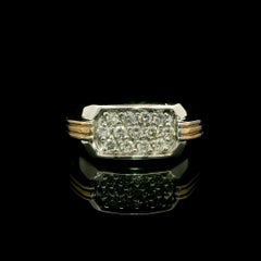 Men's 14k White & Yellow Gold 0.40ctw Pave Diamond Wide Band Ring