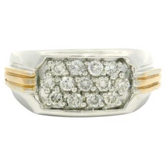 Herren 14k Weiß & Gelbgold 0,40ctw Pave Diamond Wide Band Ring