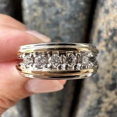 Men's 14k White & Yellow Gold 0.50ctw Pave Diamond Band Ring