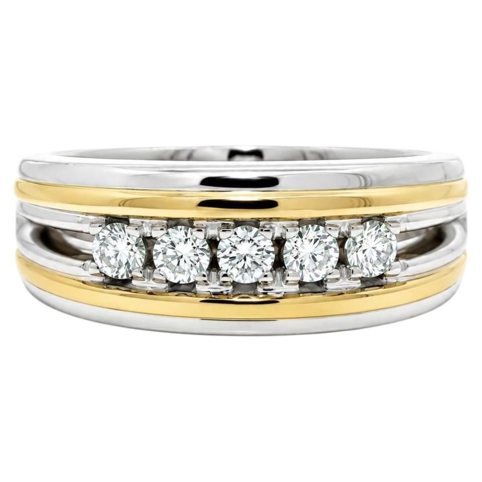 Herren 14k Weiß & Gelbgold 0,50ctw Pave Diamond Band Ring