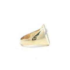 Men's 14k Yellow Gold 0.20ctw Round Pave Diamond Cross Signet Oval Ring