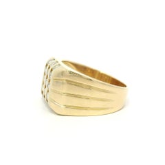 Men's 14k Yellow Gold 0.75ctw Channel Set Diamond Wide Grooved Square Band Ring