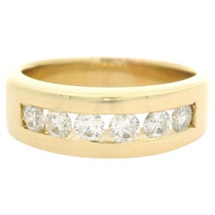 Men's 14k Yellow Gold 0.90ctw Round Diamond Floating Style Wide Band Ring