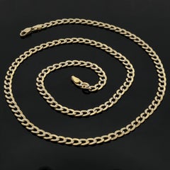 Men's 14k Yellow Gold 22" Diamond Cut 4.5mm Curb Cuban Link Chain Necklace