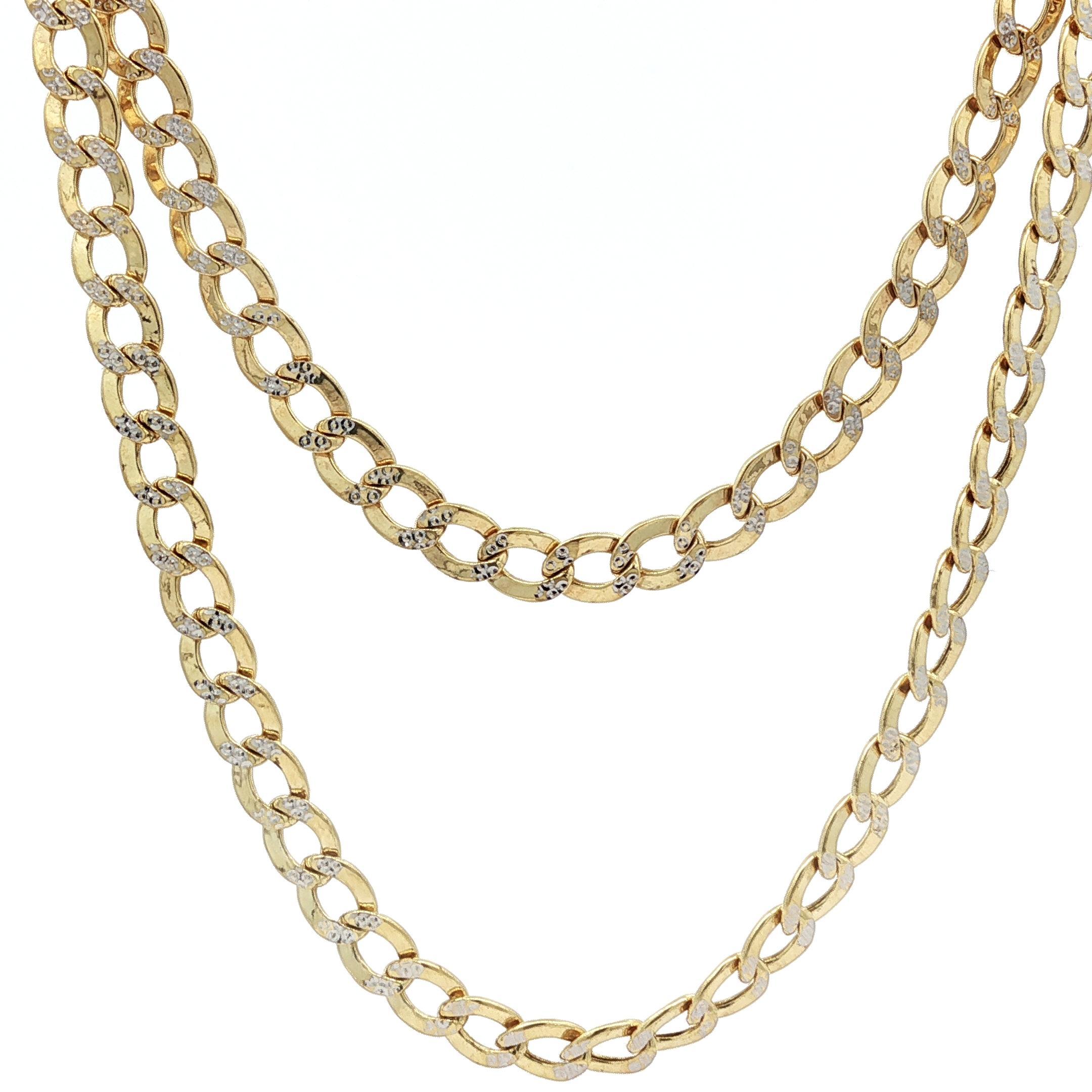 Men's 14k Yellow Gold 22" Diamond Cut 4.5mm Curb Cuban Link Chain Necklace