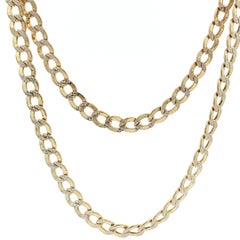 Men's 14k Yellow Gold 22" Diamond Cut 4.5mm Curb Cuban Link Chain Necklace