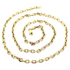 Men's 14K Yellow Gold 23" Long Design Beveled Cable Link Chain Necklace