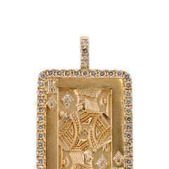 Men’s 14K Yellow Gold 2.34ct Halo Diamond King of Diamonds Card Drop Pendant