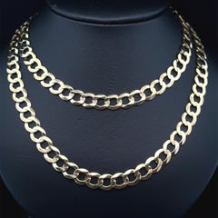 Men's 14k Yellow Gold 24" Curb Cuban Link Chain Necklace Lobster Claw Clasp