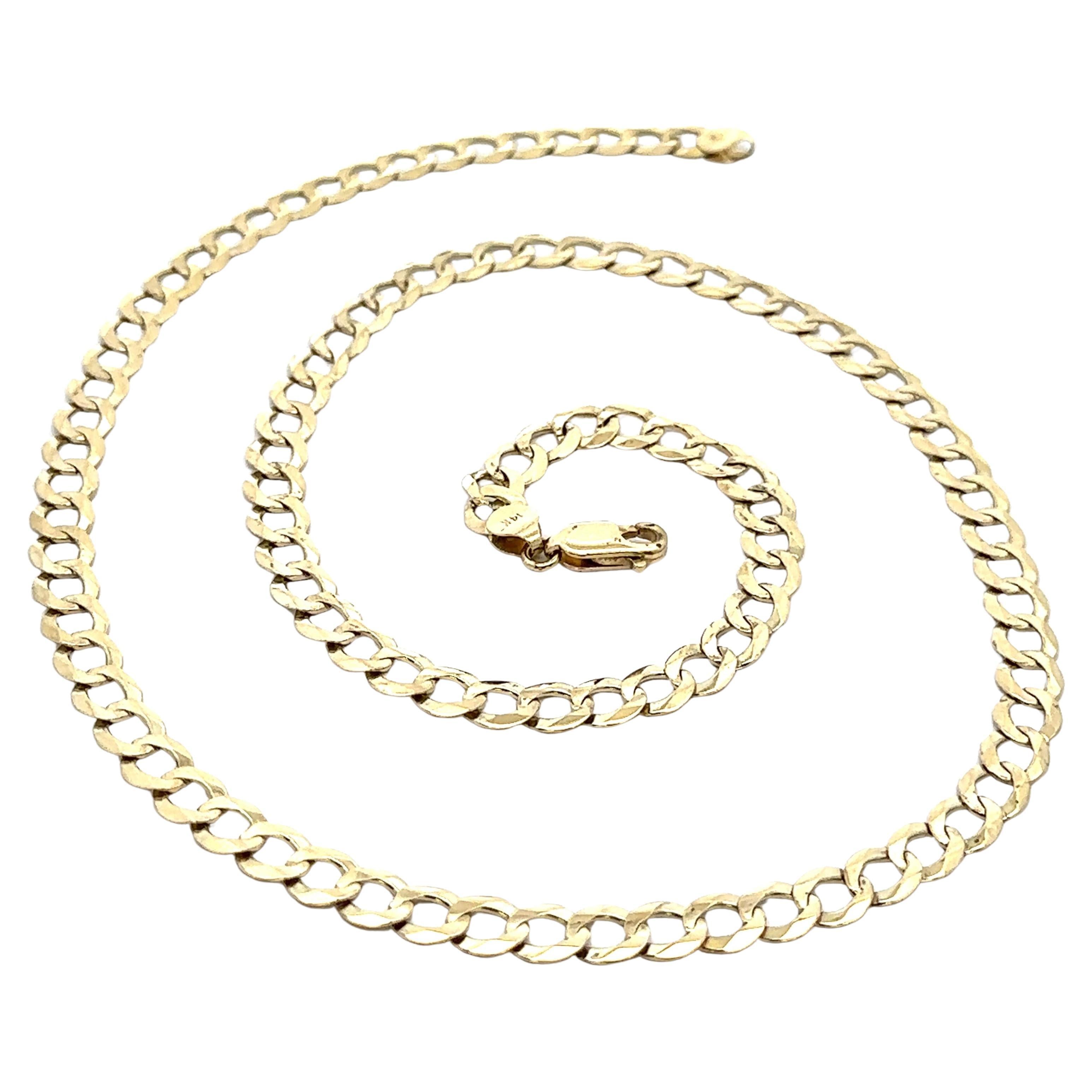 Collana da uomo in oro giallo 14k da 24" con catena a maglie cubane e chiusura a moschettone in vendita