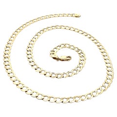 Men
s 14k Yellow Gold 24" Curb Cuban Link Chain Necklace Lobster Claw Clasp